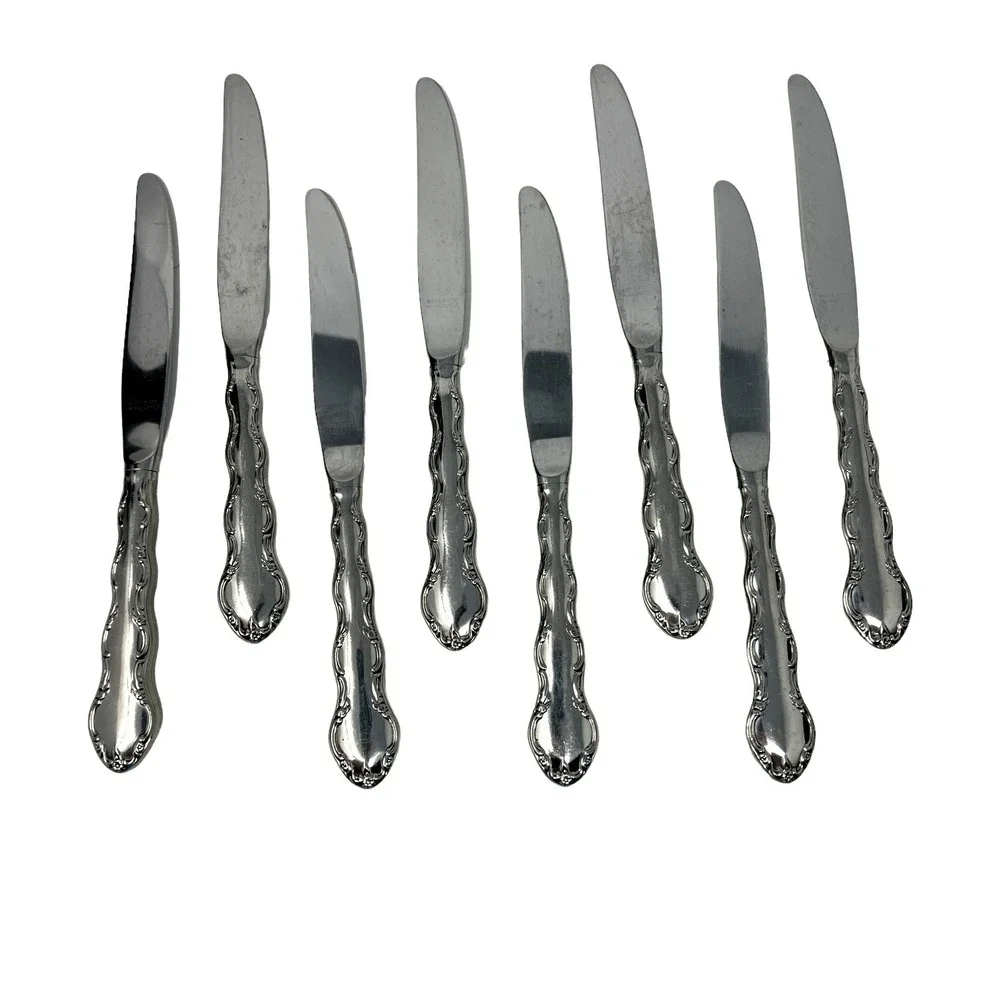 Reed & Barton Summertime Dinner Knives Flatware Set of 8 ‎ Stainless Silverware